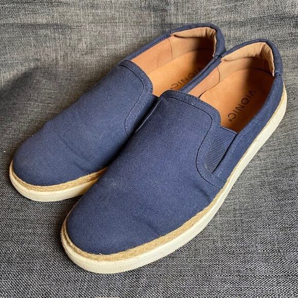 VIONIC Navy Blue Canvas Sneaker Joey Arch Support Shoes Womens 8.5 Comfort - Picture 3 of 8